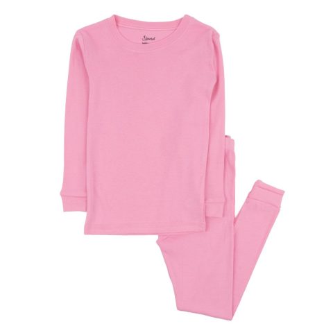Kids Two Piece Cotton Pajamas Classic Solid Color