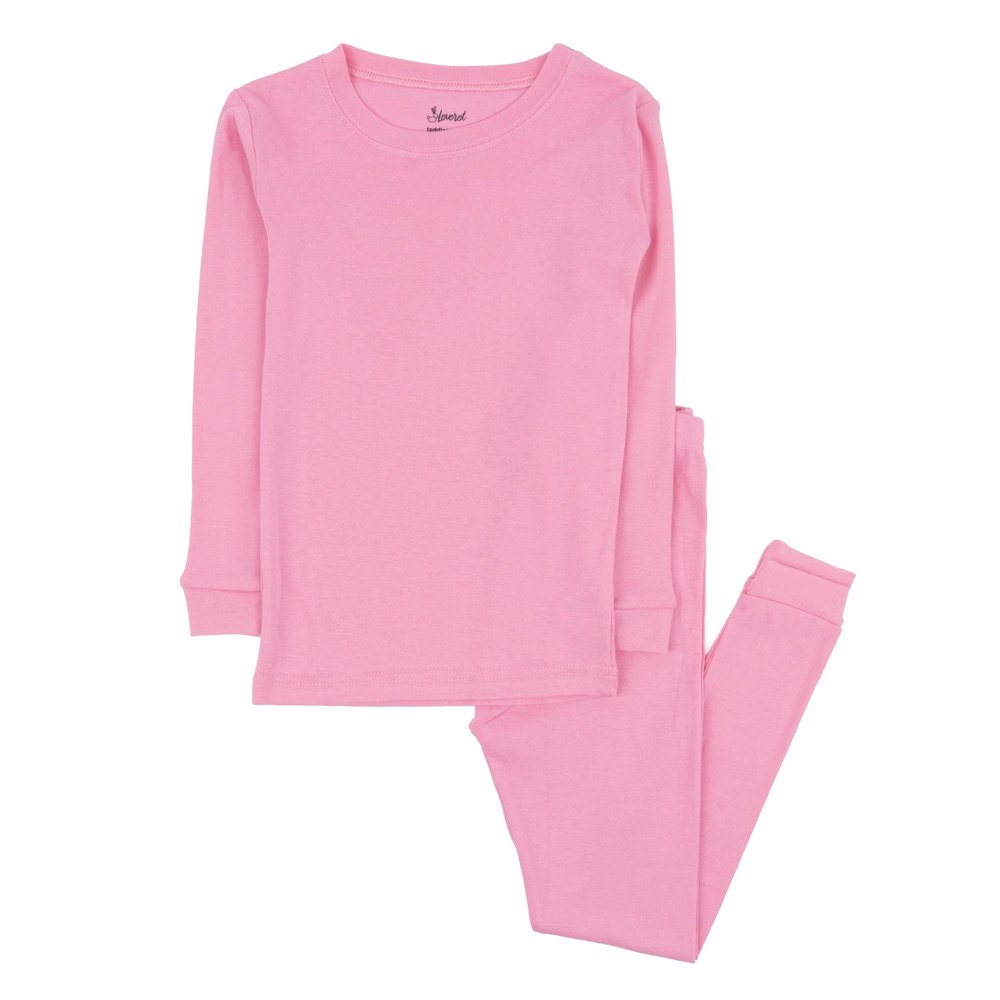 Kids Two Piece Cotton Pajamas Classic Solid Color