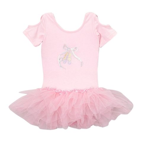 Girls Pink Cut Out Sleeve Ballet Slipper Tutu Dress 12M-10