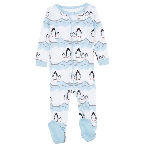 Christmas Kids Footed Cotton Pajamas Penguin
