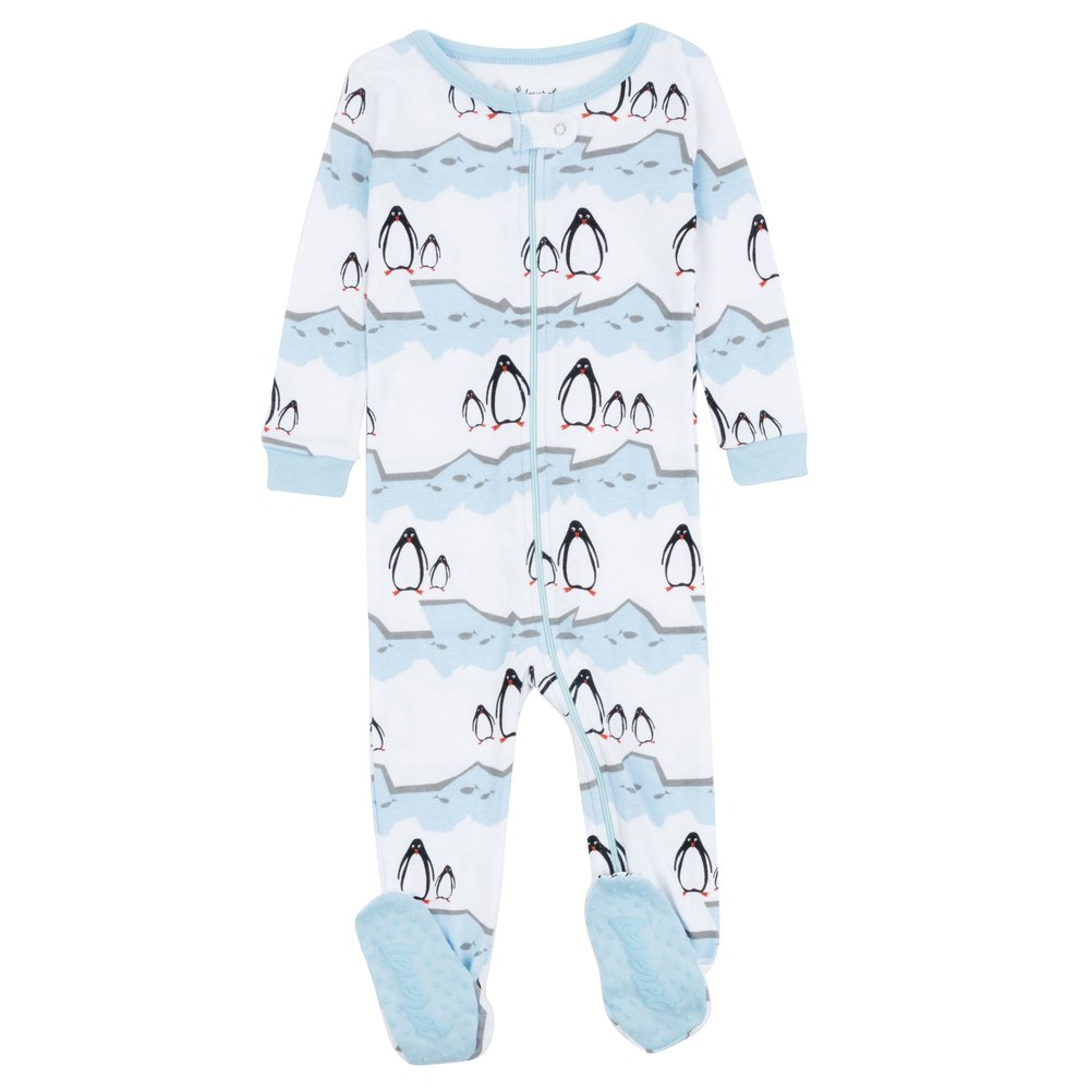 Christmas Kids Footed Cotton Pajamas Penguin