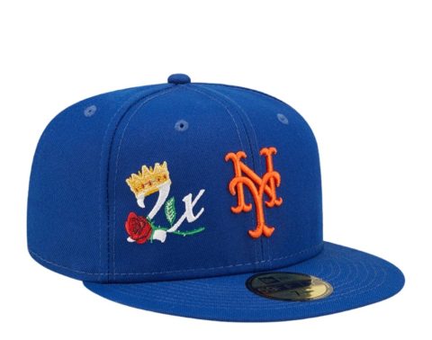 New Era 59Fifty MLB New York Mets 2X Champs Royal Blue Fitted Hat 60243488 7676489138236