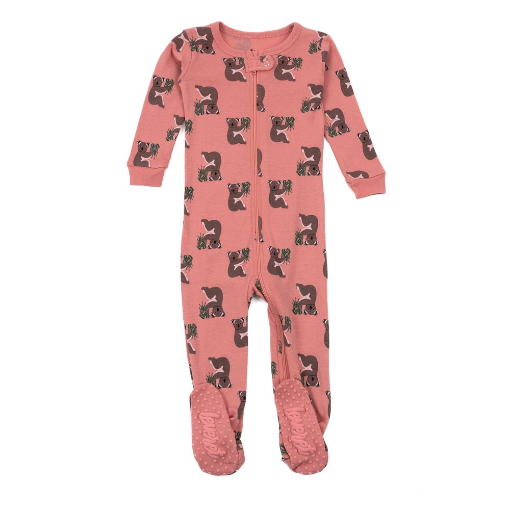 Kids Footed Cotton Pajamas Koala Pink