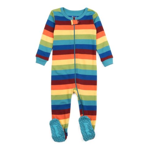 Kids Footed Cotton Pajamas Boys Striped