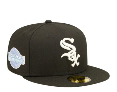 New Era 59Fifty MLB Chicago White Sox Pop Sweat Blk/Purple Fitted Hat 60243503 7676494348348