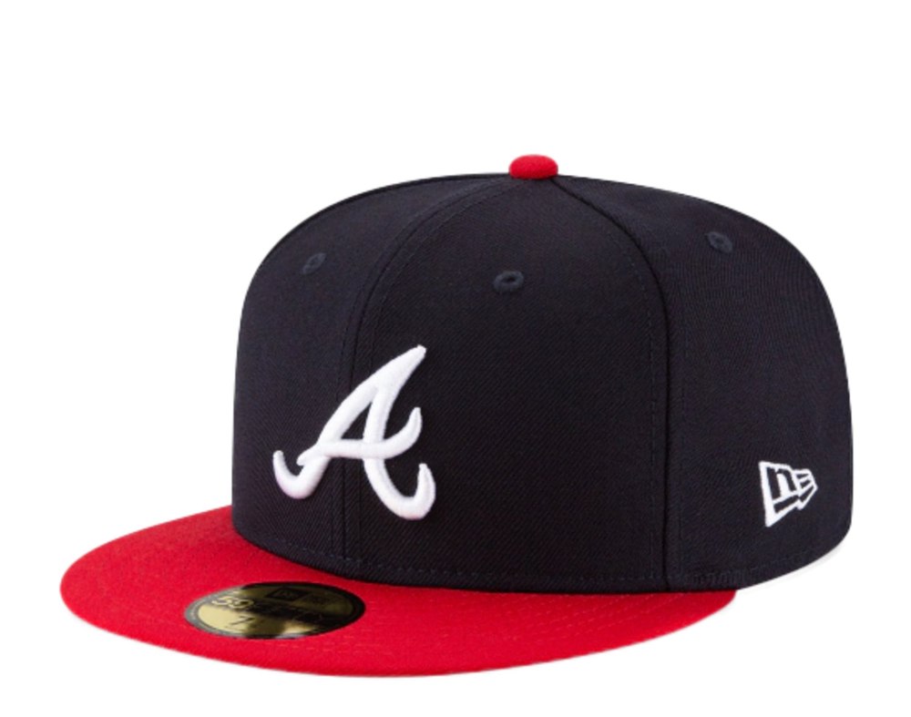 New Era 59Fifty MLB Atlanta Braves Wool Navy Blue/Red Fitted Hat 11941911 7676490285116