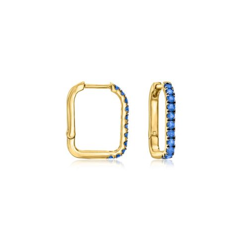 Ross-Simons Sapphire Paper Clip Link Hoop Earrings in 18kt Gold Over Sterling 7676499558460