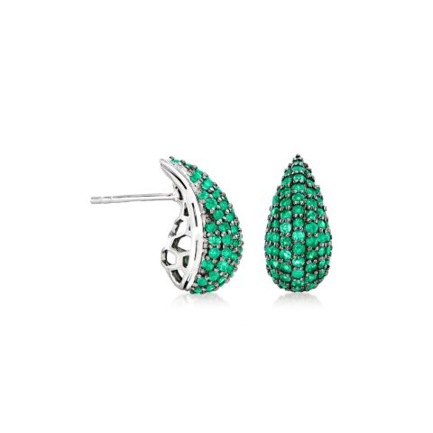 Ross-Simons Emerald Teardrop Earrings in Sterling Silver 7676500443196