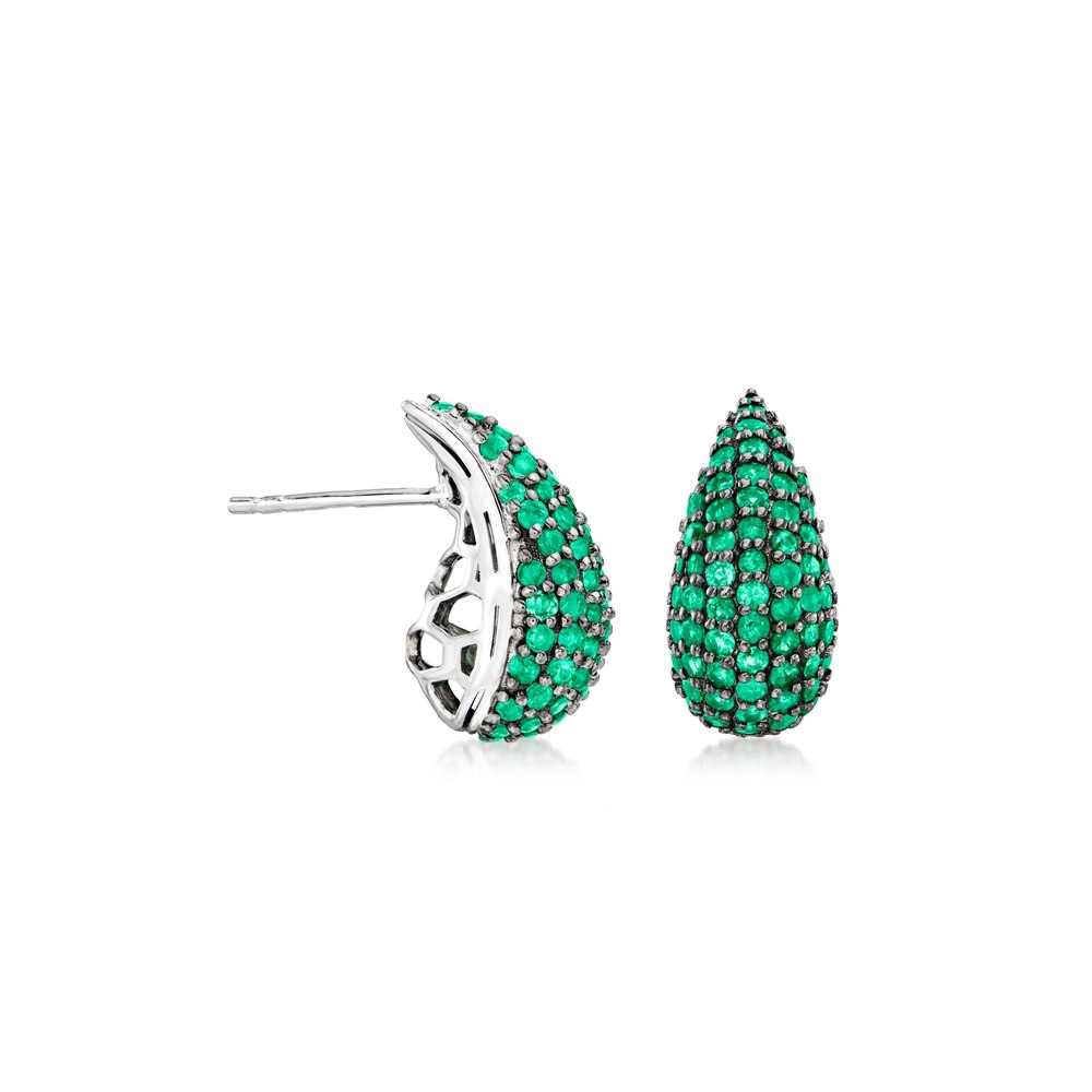 Ross-Simons Emerald Teardrop Earrings in Sterling Silver 7676500443196