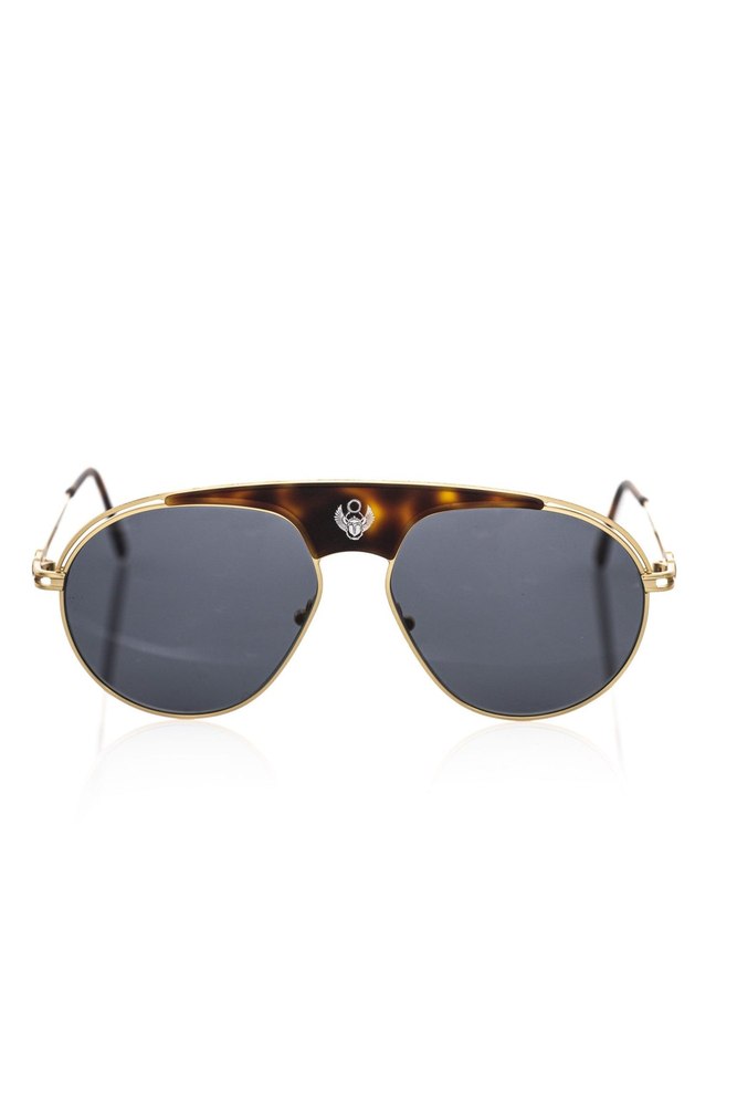 Frankie Morello Sleek Shield Sunglasses with Metallic Men’s Accents