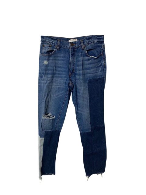 Sandro Distressed Patchwork Jeans in Blue Cotton 7766479896636