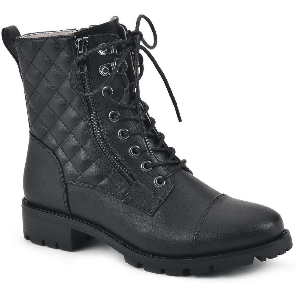 Dashing Zipper Quilted Combat & Lace-up Boots