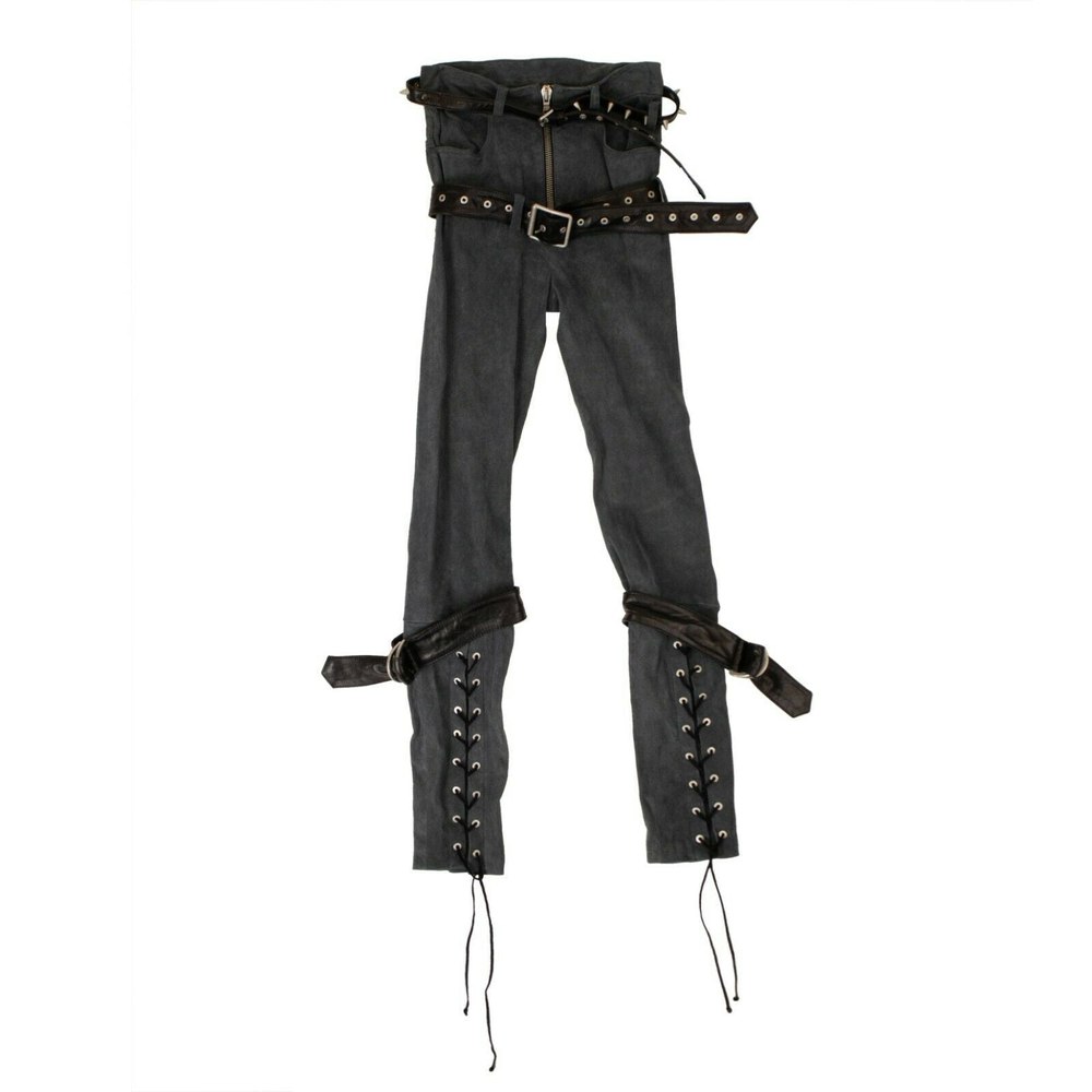 Unravel Project Suede Zip Up Pants – Blue