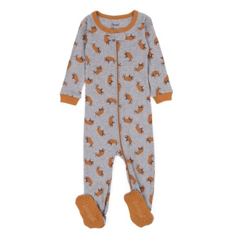 Kids Footed Cotton Pajamas Bison