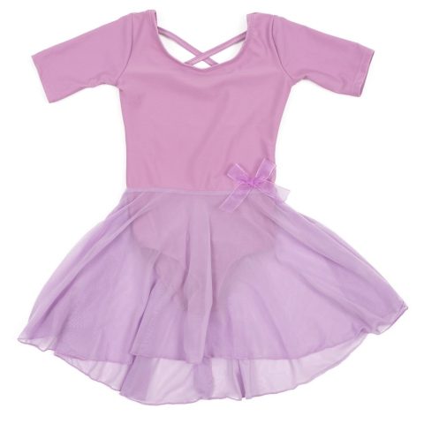 Girls Short Sleeve Skirt Leotard Classic Solid Color