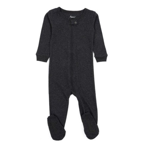 Kids Footed Cotton Pajamas Neutral Solid Color