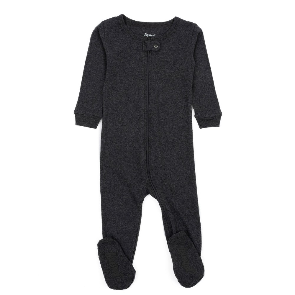 Kids Footed Cotton Pajamas Neutral Solid Color