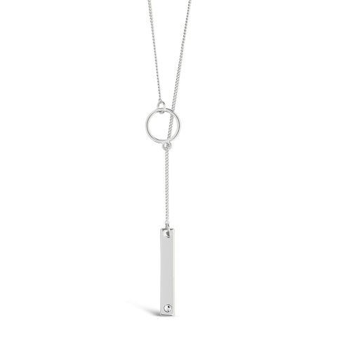 Lariat Bar Drop Necklace with CZ Stud