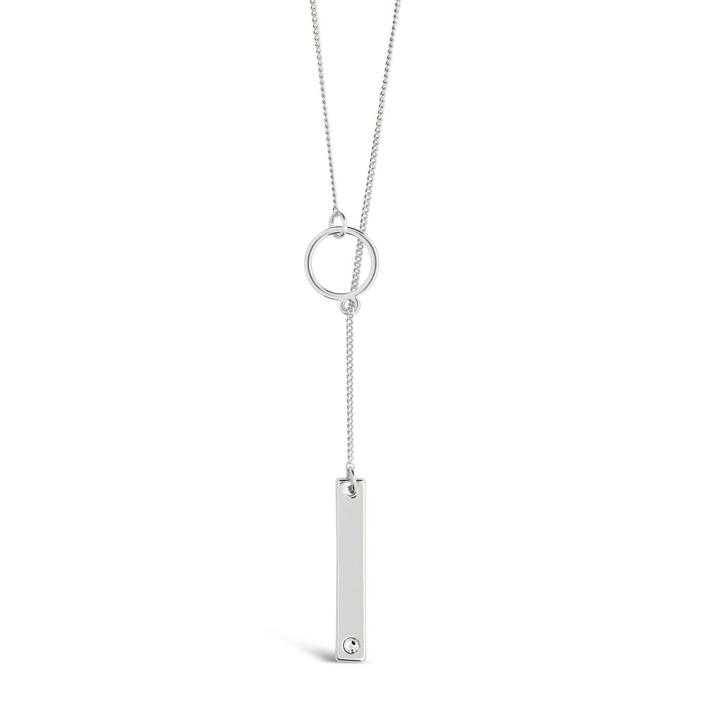 Lariat Bar Drop Necklace with CZ Stud