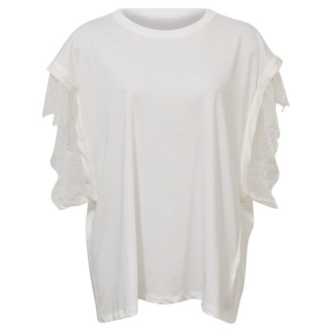 Iro Lace-Trimmed Top in White Jersey 7766484254780