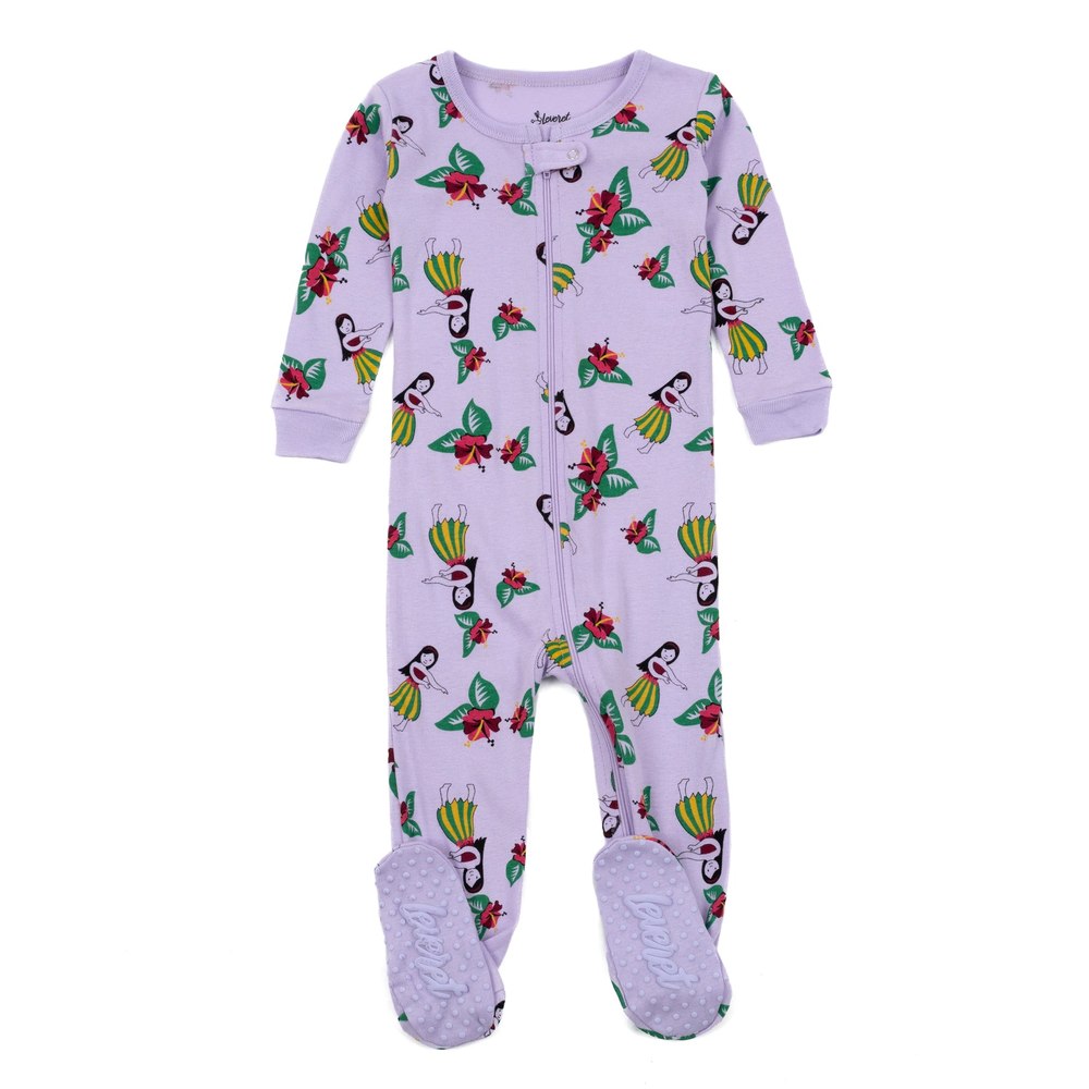 Kids Footed Cotton Pajamas Hula