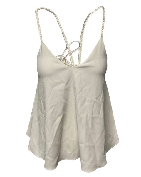 Derek Lam Tank Top with Braided Strap Detail in White Triacetate 7766487007292