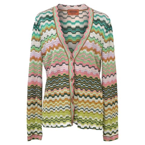 Missoni Knitted Print Button Down Twin set Cardigan in Multicolor Cotton 7766488285244