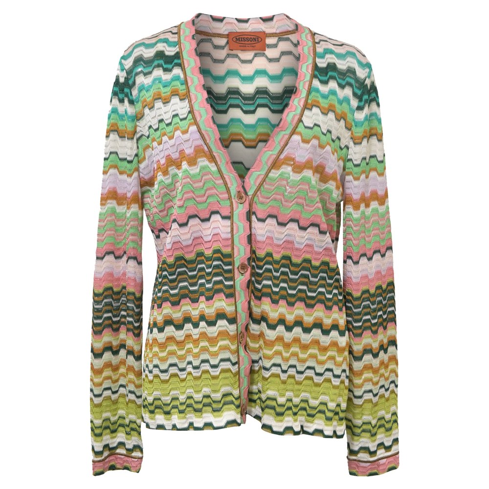 Missoni Knitted Print Button Down Twin set Cardigan in Multicolor Cotton 7766488285244