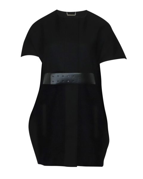 Diane Von Furstenberg Belted Coat in Black Wool 7766488940604