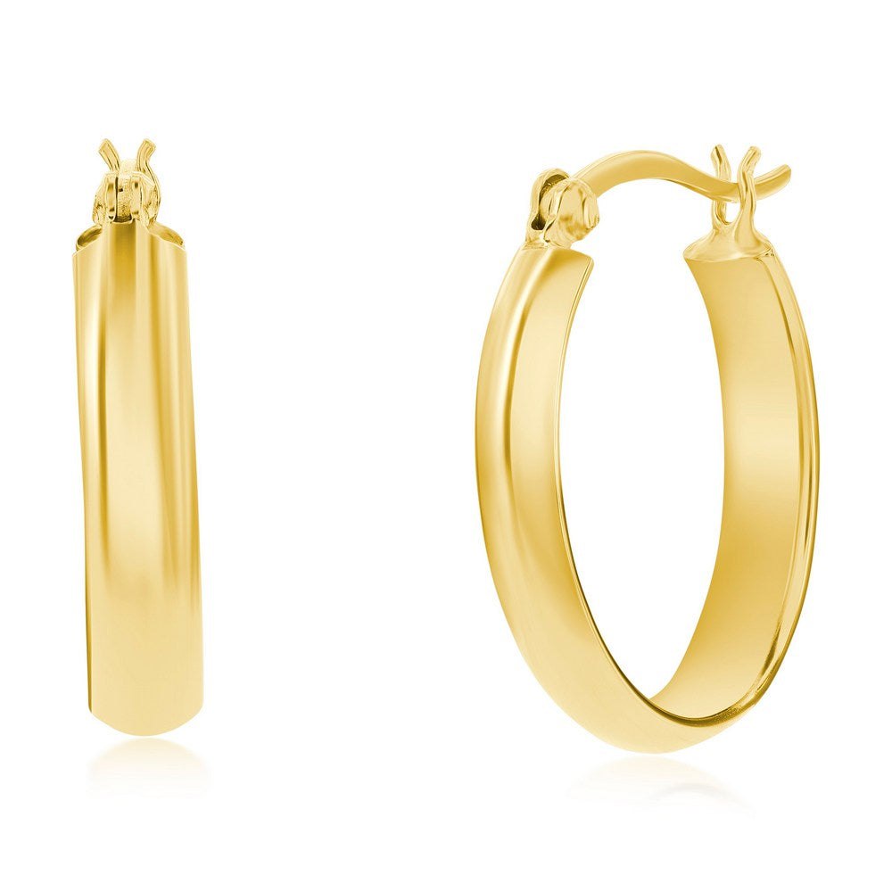 Sterling Silver or Gold Plated over Sterling Silver 9x25mm Oval Hoop Earrings