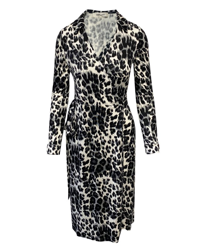 Diane Von Furstenberg Leopard Print Dress in Multicolor Viscose 7766490185788