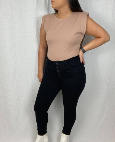 Sleeveless Bodysuit In Beige