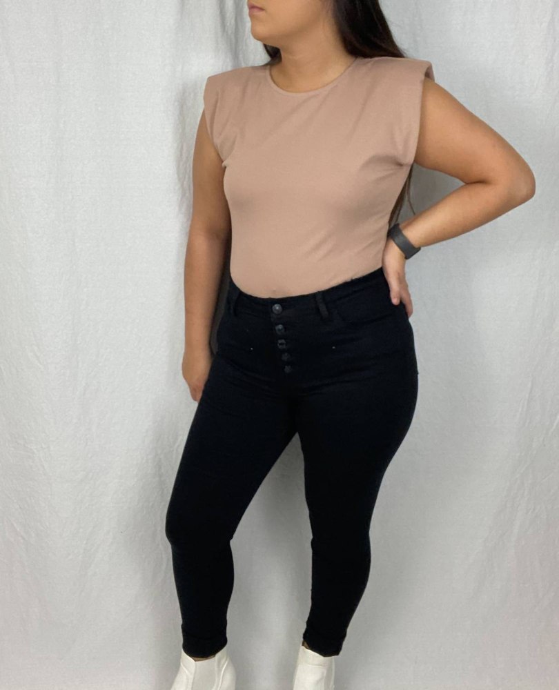 Sleeveless Bodysuit In Beige