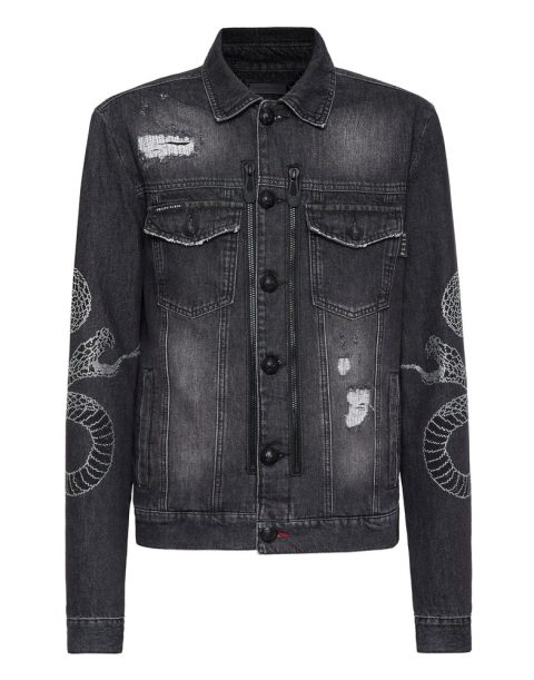 Denim Zip Jacket Snake 7676510240828