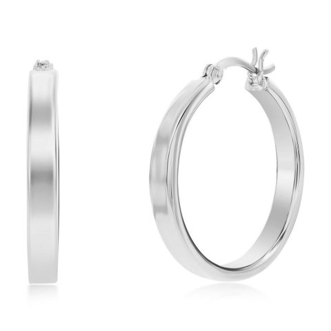 Sterling Silver or Gold Plated over Sterling Silver 4x29mm Fancy Flat Hoop Earrings