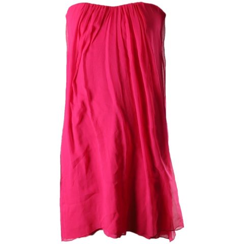 Alice & Olivia Strapless Gathered Mini Dress in Pink Silk 7766489858108