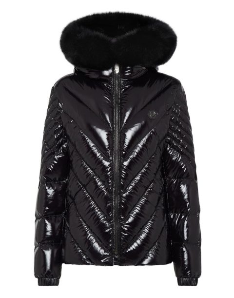 Nylon Down Jacket with Fur 7676510535740