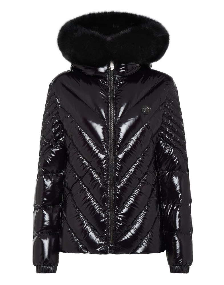 Nylon Down Jacket with Fur 7676510535740