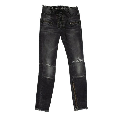 Unravel Project Dark Lace-Up Skinny Jeans – Denim