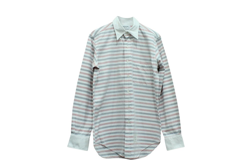 Thom Browne Classic Long Sleeve Stripe Shirt in Multicolor Cotton 7766490382396