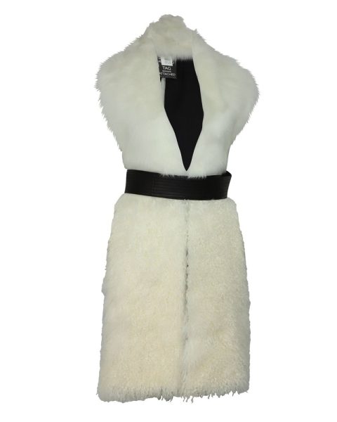 Altuzarra Constable Belted Gilet in White Fur 7766491267132