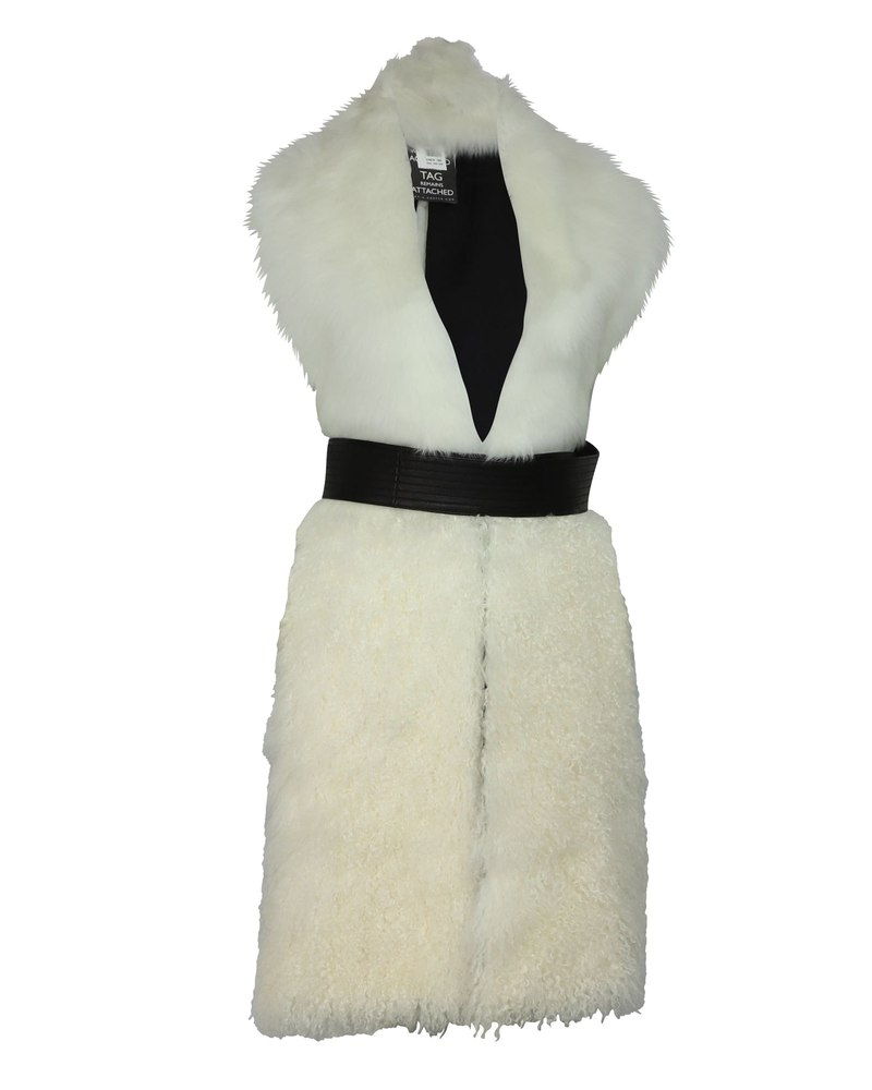 Altuzarra Constable Belted Gilet in White Fur 7766491267132