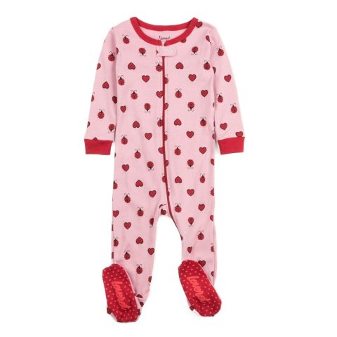 Kids Footed Cotton Pajamas Ladybug w/Heart
