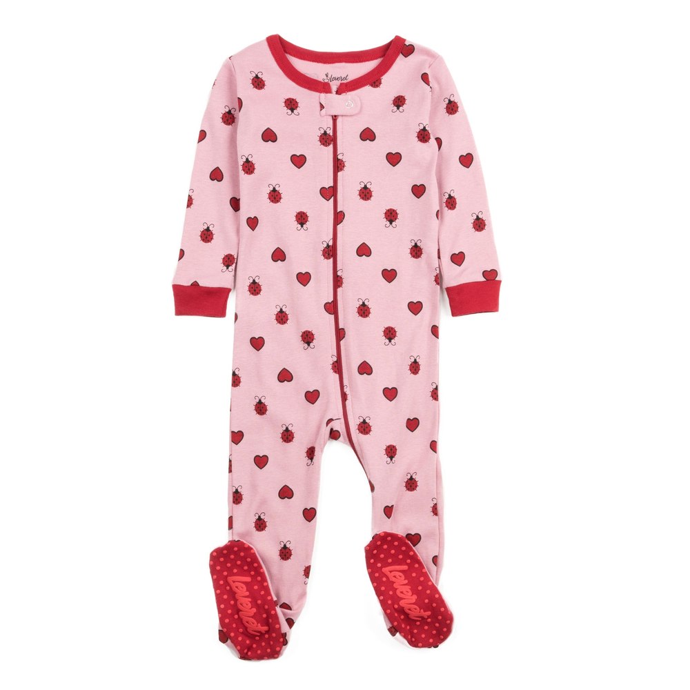 Kids Footed Cotton Pajamas Ladybug w/Heart