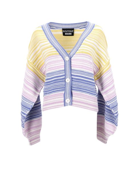 Boutique Moschino Stripe Cardigan in Multicolor Cotton 7766492315708