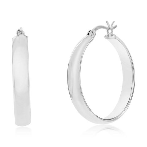 Sterling Silver or Gold Plated over Sterling Silver 5x31mm Fancy Flat Hoop