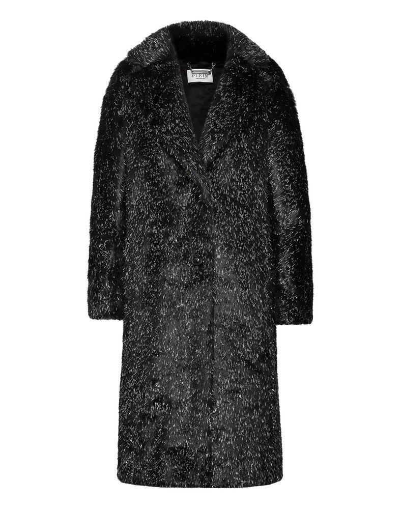 Eco Fur Long Coat Skull 7676511911996