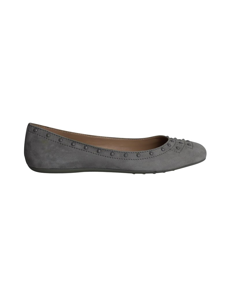 Tod’s Studded Ballet Flats in Grey Suede 7766492676156