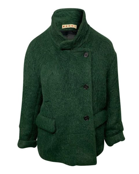 Marni Jacket with Flap Pockets in Green Wool 7766493593660