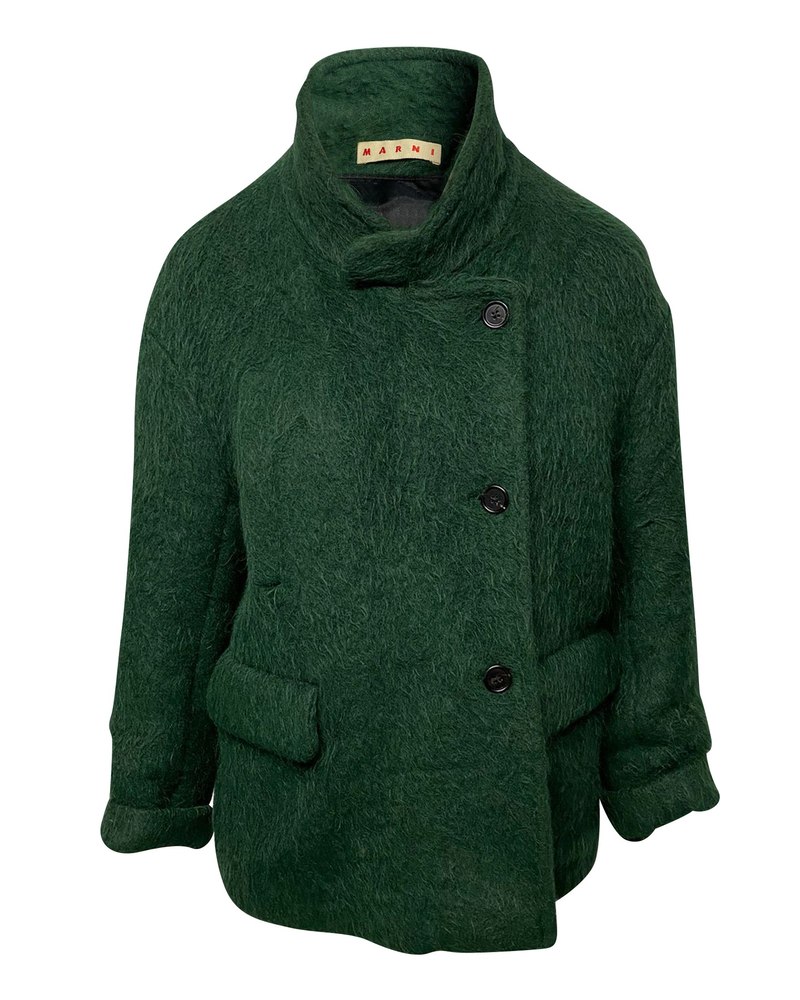 Marni Jacket with Flap Pockets in Green Wool 7766493593660